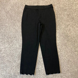 Lemon Way Flawless Black Skinny Flat Front Scalloped Hem Crop Pants 6